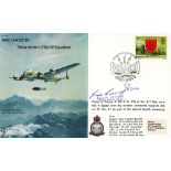 WW2 Ernie Cummings DFM Signed Avro Lancaster Disbandment of 617 Sqn FDC. 8p Jersey Stamp with 31 Dec