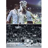 Autographed RICKY VILLA 12 x 8 photos - B/W, depicting Tottenham's RICKY VILLA celebrating with team
