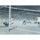 Football Gordon Banks signed 16x12 colourised photo pictured making his iconic save from Pele in the