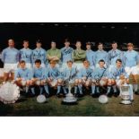Autographed MANCHESTER CITY 12 x 8 photo - Col, depicting City players posing with the Charity