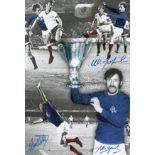 Autographed RANGERS 12 x 8 photo - Colorized, depicting a montage of images relating to Rangers 3-
