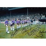 Autographed NEWCASTLE UNITED 12 x 8 photo - Col, depicting a superb image showing players lining