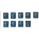 SG45 9 stamps on cut album page. 2d blue. Est.