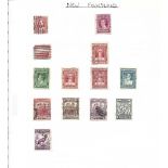 Assorted stamp collection on 22 loose album pages. Contains stamps from Norway, Newfoundland,