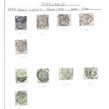 1883 QV GB stamps on loose album page. 10 stamps. SG188/SG196. Cat value over £1600. Est.