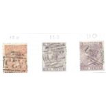 3 QV GB stamps on cut album page. 1862/1865. Est.