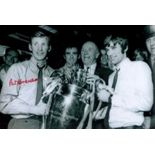 Scottish Football Legend Pat Crerand hand signed 12x8 Black and White Photo. Patrick Timothy Crerand