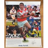 Rugby. Andy Farrell Signed 18x14 Colour Montage Photo. Limited Edition 76/500. Big Blue Tube