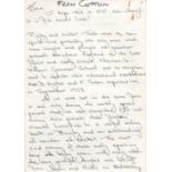Rugby Player Fran Cotton, 3 page handwritten article for the testimonial brochure of Lancashire