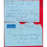 Dolores Gray ALS dated 9th March 1974. This hand written letter is on headed paper from Savoy