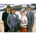 Philip Jackson, Hugh Fraser and Pauline Moran signed Poirot 10x8 colour photo. Good condition. All