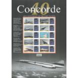 Concorde multi signed 40th anniversary stamp sheet number 18. Signed by Mike Addley, Pete Holding