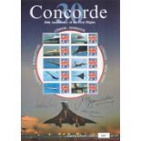 Concorde multi signed 30th anniversary stamp sheet number 367 of 1977. Signed by Captain Leslie