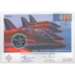 Red One signed Red Arrows Silver Commemorative coin cover in a House Of Parliament presentation box.