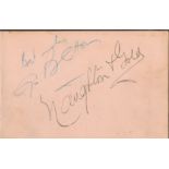 Autograph book. Amongst signatures are Reginald Dixon, Bernard Enock, Elsie and Doris Waters, Paul