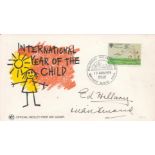 Edmund Hilary and Richie Benaud signed International Year Of the Child signed FDC Philatelic Sales