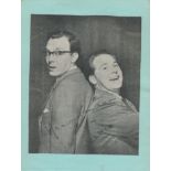 Morecambe and Wise signed 6x5 overall black and white magazine photo affixed to card. Eric Morecambe