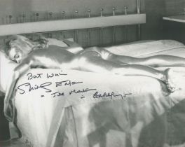 Shirley Eaton signed 10x8 black and white photo inscribed Jill Masterton Goldfinger. Good