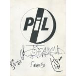 Public Image Ltd multi signed Europe 83 tour programme includes John Lydon, Bruce Smith and Lu