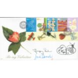 Judi Dench and Geoffrey Palmer signed 2002 Internetstamps official greetings FDC. Good condition.