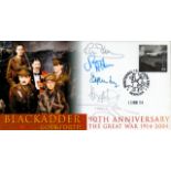 Blackadder multiple signed 90th ann cover. Signed by Rowan Atkinson, Tony Robinson, Stephen Fry,