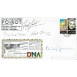 Poirot David Suchet, Hugh Fraser, Pauline Moran and Philip Jackson signed 2003 Internetstamps Agatha