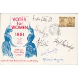 Actresses multiple signed 1981 Votes for Women Isle of Man FDC. Signed by Ruth Rendall, Beryl