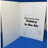 WW2 6 WW2 Fighter Pilots Signed Paperback Book Titled Malta George Cross, Victory in the Air.