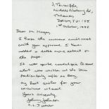 WW2 George (Johnny Johnson) Handwritten; Hand signed Letter Dated 1st October 1998. Letter Gives