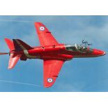 Red Arrow Pilot Kirsty Moore (Red 3) Signed 12x8 inch colour Photo of a Red Arrow in flight.