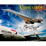 Chief Concorde Pilot Mike Bannister Signed 10x8 inch Colour Montage Photo of Concorde. Signed in