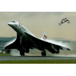 Concorde Captain Les Brodie Signed 12x8 inch Colour Photo of Concorde Taking Off. Signed in black