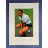 Jimmy Greaves signed 16 x 12 coloured print. Print shows Greaves posing for a photo whilst titled