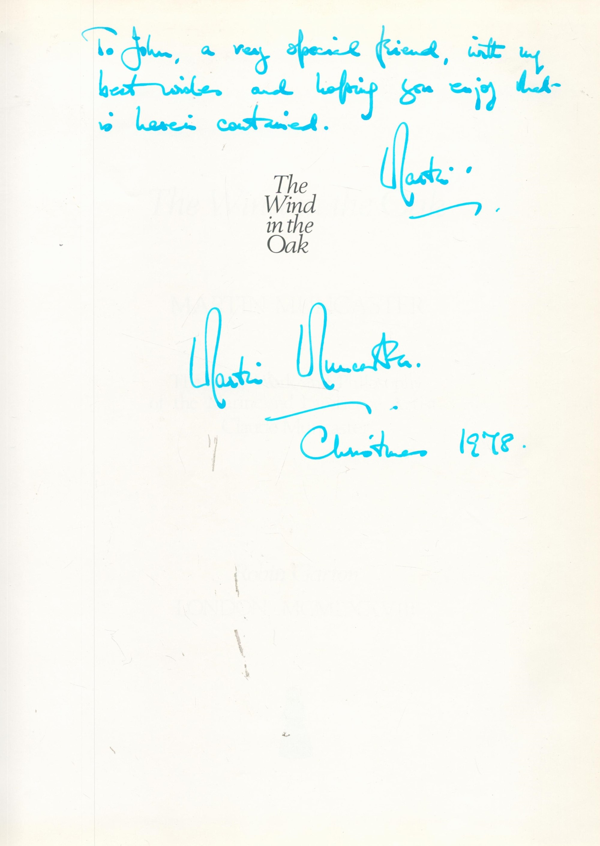 Signed Book Martin Muncaster The Wind in The Oak A Biography of Claude Muncaster 1978 First - Image 2 of 4