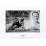 Tom Finney signed 16 x 12 black and white limited edition print. Tom Finney makes a big splash and