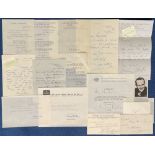 Fantastic TV and Entertainment Collection of 15 Signed Letters, Some TLS, Some ALS, Some Signature