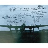 WW2 13 Bomber Command Veterans Signed 10x8 Black and White Photo Showing Lancaster Bomber.