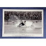 Tom Finney signed 18 x 12 black and white limited edition print 'The Splash'. Print shows Finney