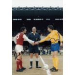 Football Autograph FRANK McLINTOCK ROY McFARLAND 12 x 8 photo Col, depicting the Arsenal and Derby
