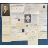 Superb Politics and Historic Collection of 15 signatures on Letters, Signature Cards etc. Great