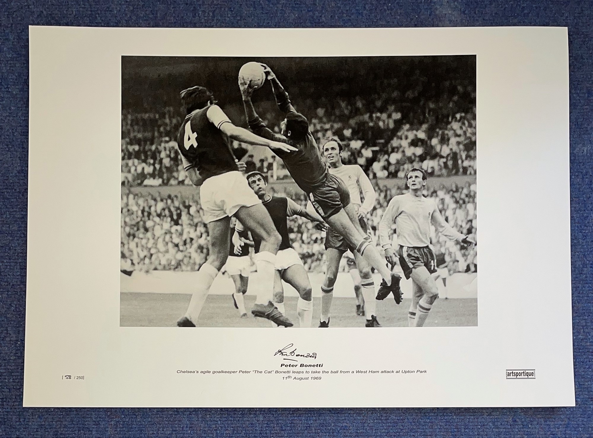 Peter Bonetti Chelsea signed 16 x 23 black and white limited edition photo. Photo shows Chelsea's