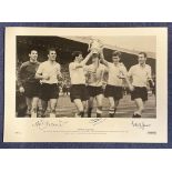 Jimmy Greaves, Dave Mackay and Cliff Jones signed black and white limited edition print. Print shows