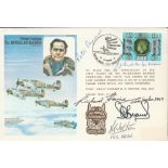 WW2 RAF Peter Ayerst, JJ Booth, Richard Haine and 2 other signed Grp cpt Sir Douglas Bader FDC.