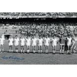 Football Autograph TERRY HENNESSEY 12 x 8 photo B W, depicting a wonderful image showing
