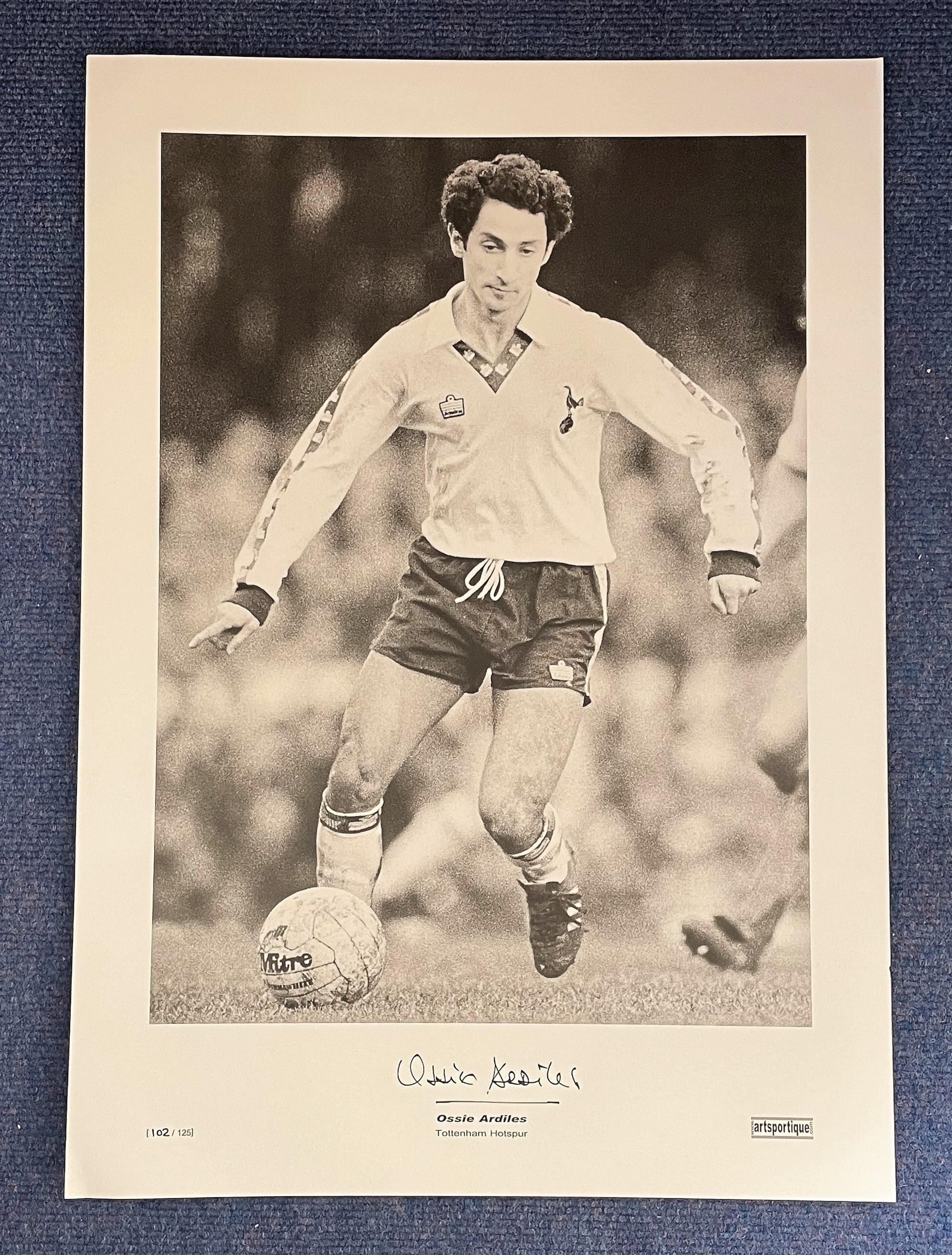 Ossie Ardiles Tottenham 16 x 23 black and white limited edition photo. Good condition. All