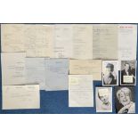 Fantastic Music and Entertainment Collection of 15 Signed Letters and Black and White Photos and