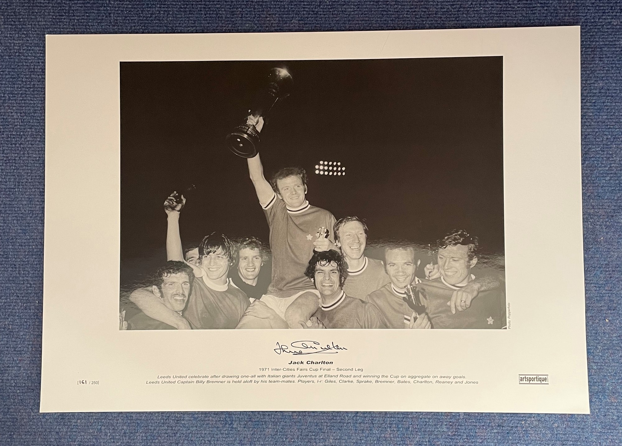 Jack Charlton signed 16 x 23 black and white limited edition photo. Photo shows 1971 Inter- Cities