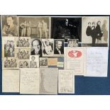 Superb 1940's Assorted Autograph Collection on photos, Programmes, Letters and Music Cards.