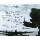 World War II Lancaster multi signed 10x8 black and white photo includes 15 Bomber command veterans