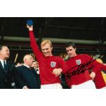 Football Autograph GEOFF HURST 12 x 8 photo Col, depicting a wonderful image showing England captain